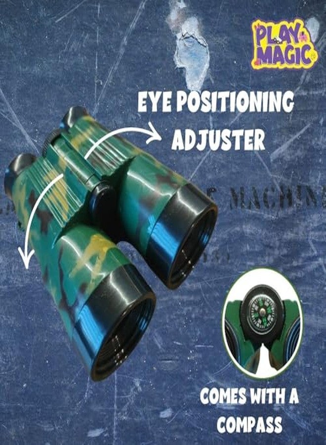 PlayMagic Binocular|Army Style Folding Telescop Toy|Compass & Neck String Included|Long Distance Vision|Adventure and Birdwatching Toy|Spy Toy|Birthday Gift for Kids 3 yr+|Made in India|Assorted - Image 4